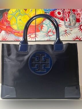 Tory Burch Ella Tote Bag - EUC Navy